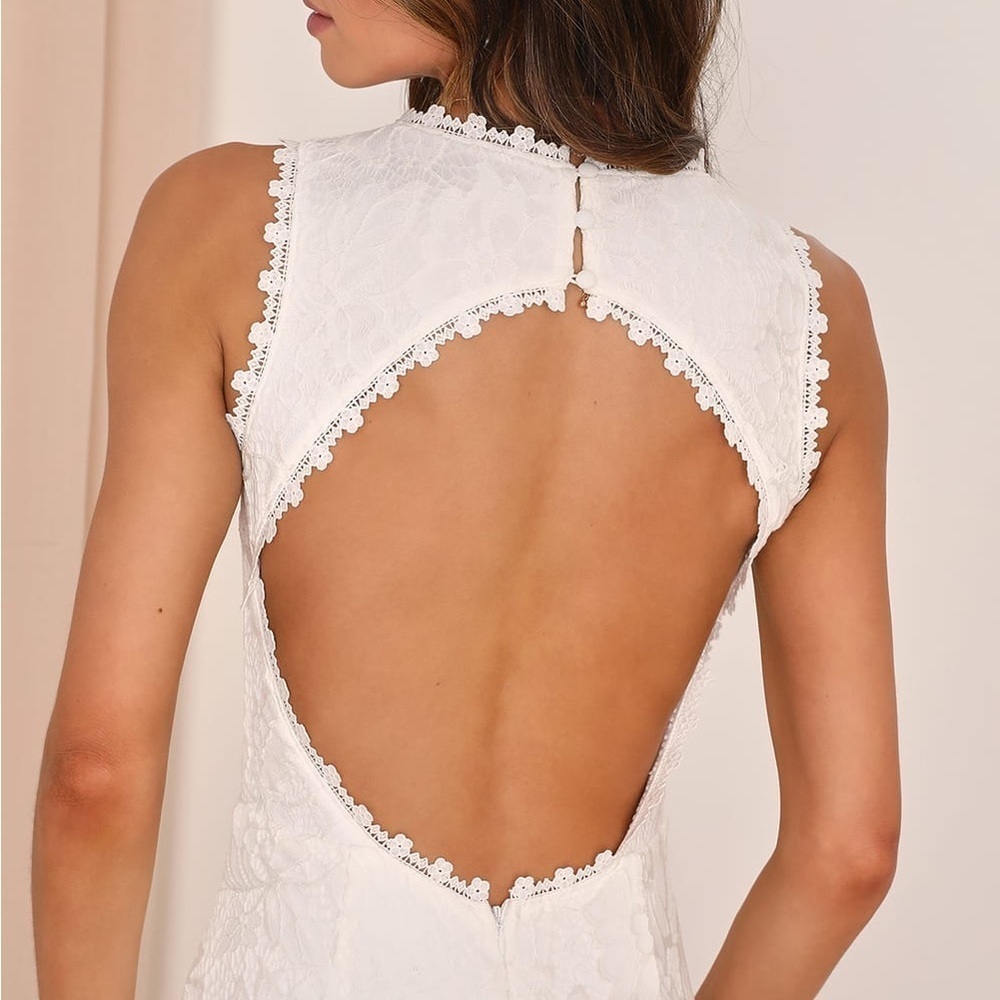 NWOT Your One and Only White Lace Backless Mermaid Maxi Dress - Picture 4 of 10